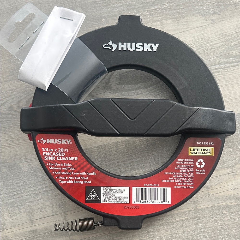 Husky - 1/4" x 20 FT Encased Sink Drain Cleaner Snake
